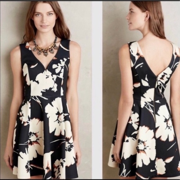 Anthropologie Maeve Amory Black Scuba Mini Dress - Picture 3 of 8